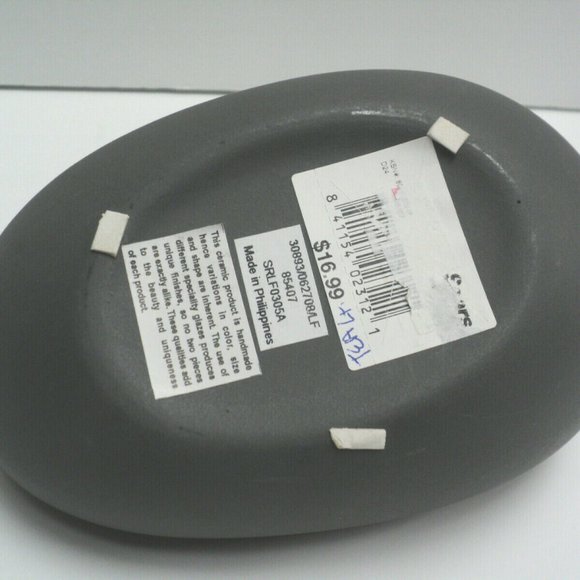 Tea Light Votive Holder 4.75" Ceramic Gray & Red Handmade in the Philippines NEW - Picture 5 of 5